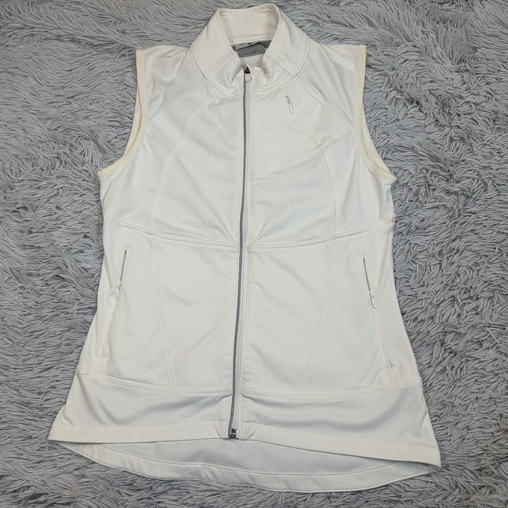 Athleta Vest Womens S White‎ Gorpcore Zip Up Pockets Athletic Activewear Soft